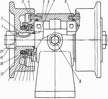 Механизм натяжения и опорный каток Т-170, 130
