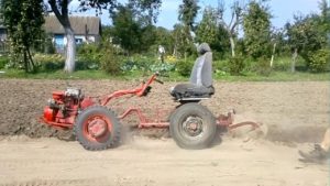 Вспашка мотоблоком с адаптером