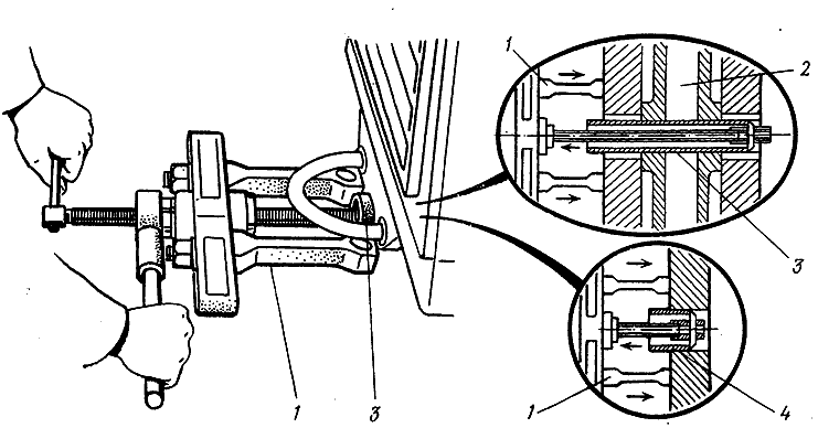 Съёмник для вы- прессовки оси качения